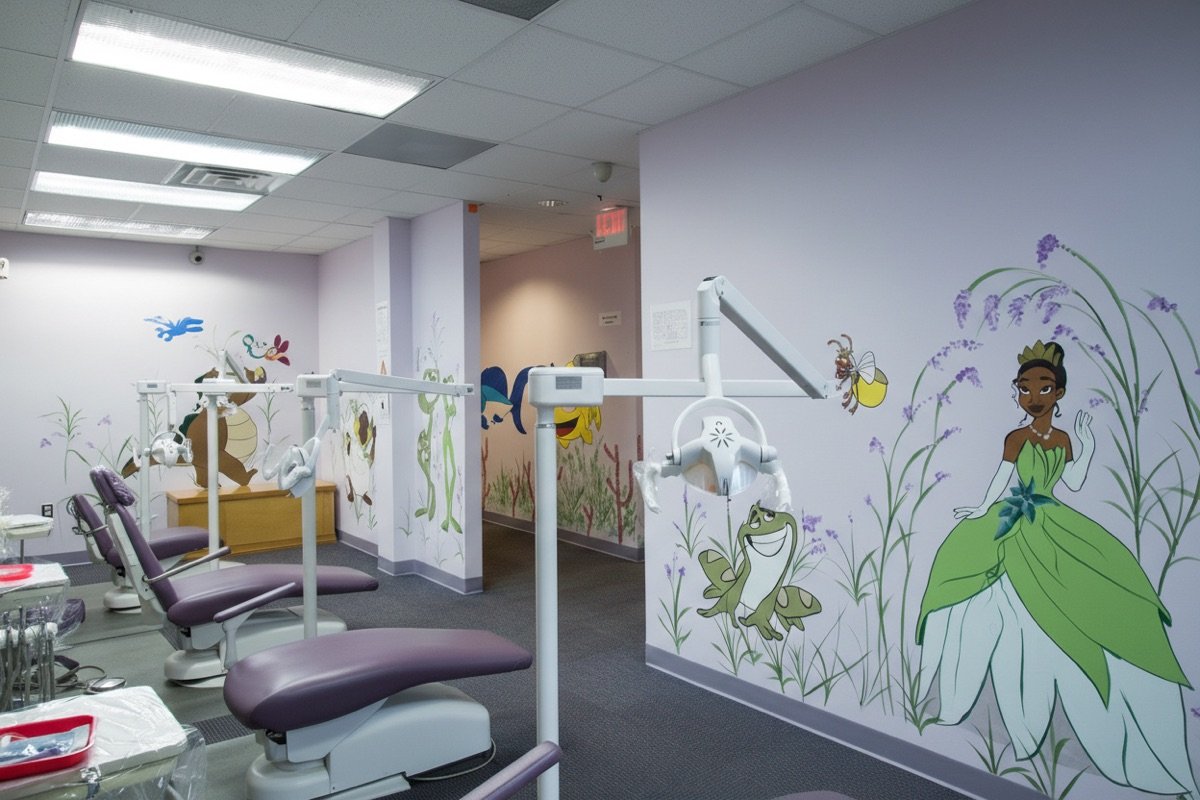 Raleigh treatment bay with Princess and the Frog mural