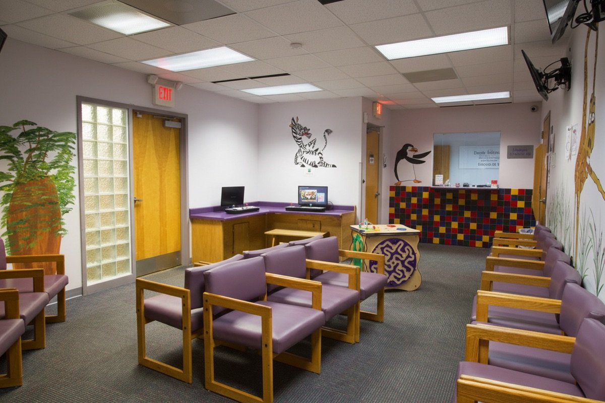 Raleigh main waiting room with tribal art
